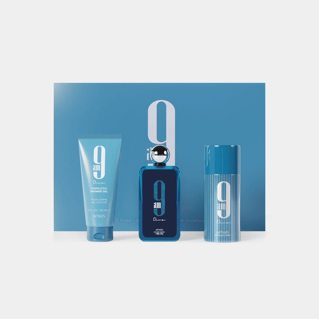 Afnan 9AM Dive Perfume Gift Set for Men with Shower Gel & Perfume Spray