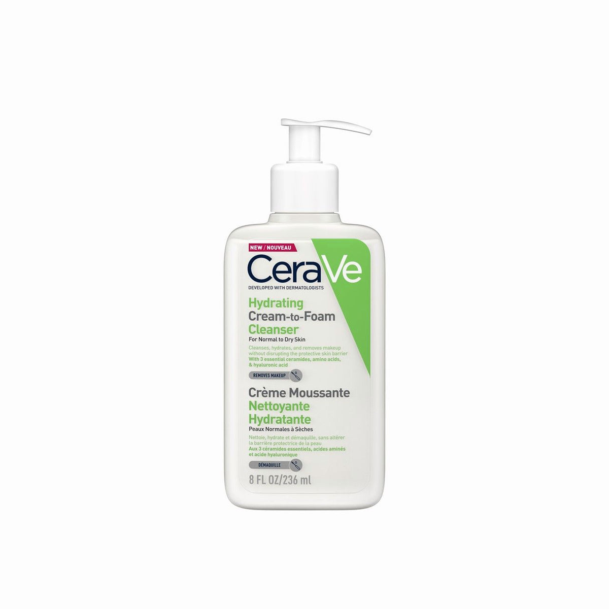 CeraVe Hydrating Cream-to-Foam Cleanser for Normal to Dry Skin 236ml