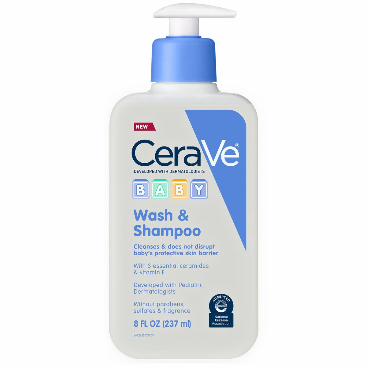 CeraVe Baby Wash & Shampoo 2-in-1 Tear-Free Cleanser for Baby Skin & Hair 237ml