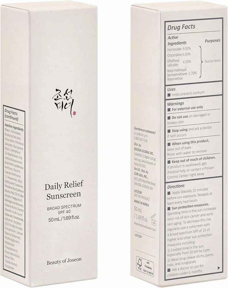 Beauty of Joseon Daily Relief Sunscreen SPF 40, 50ml