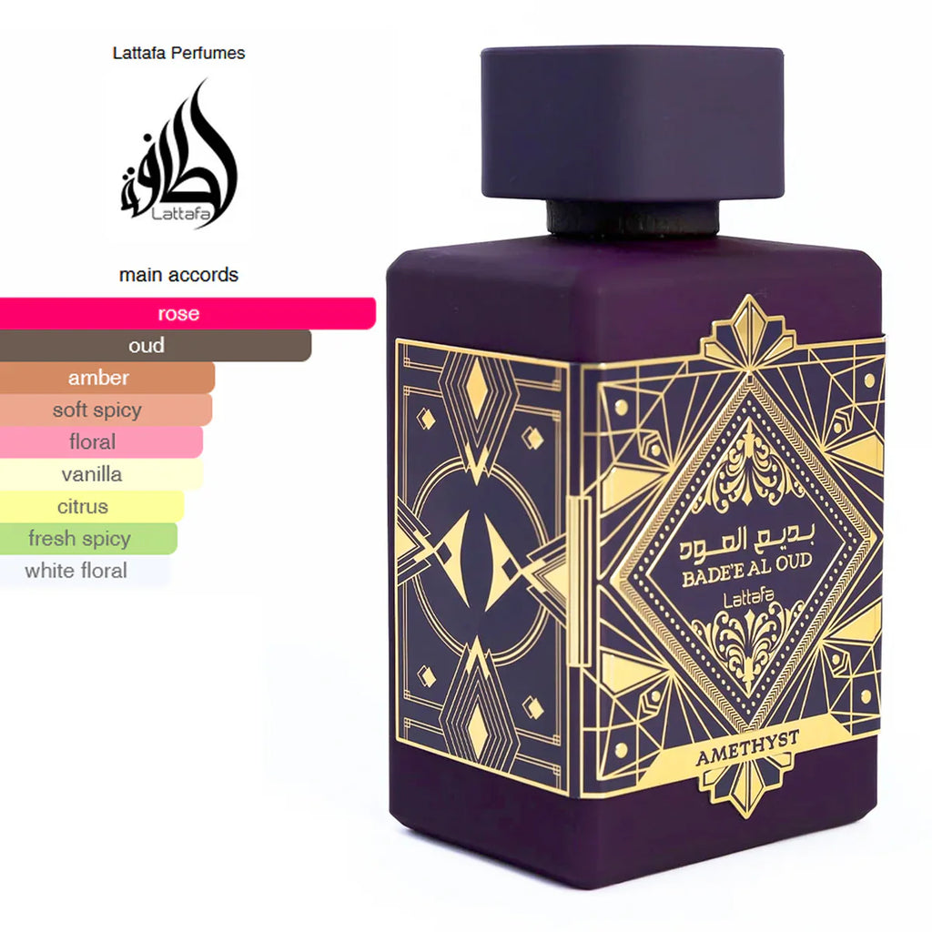 Lattafa Badee Al Oud Amethyst EDP 100ml – Oud & Rose Perfume Unisex