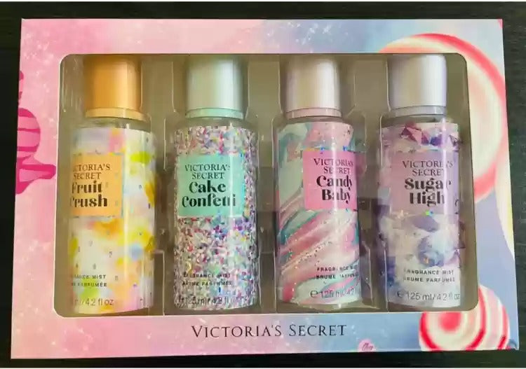 Victoria’s Secret Fruit Crush, Cake Confetti, Candy Baby & Sugar High Body Mist Gift Set (4 pcs)