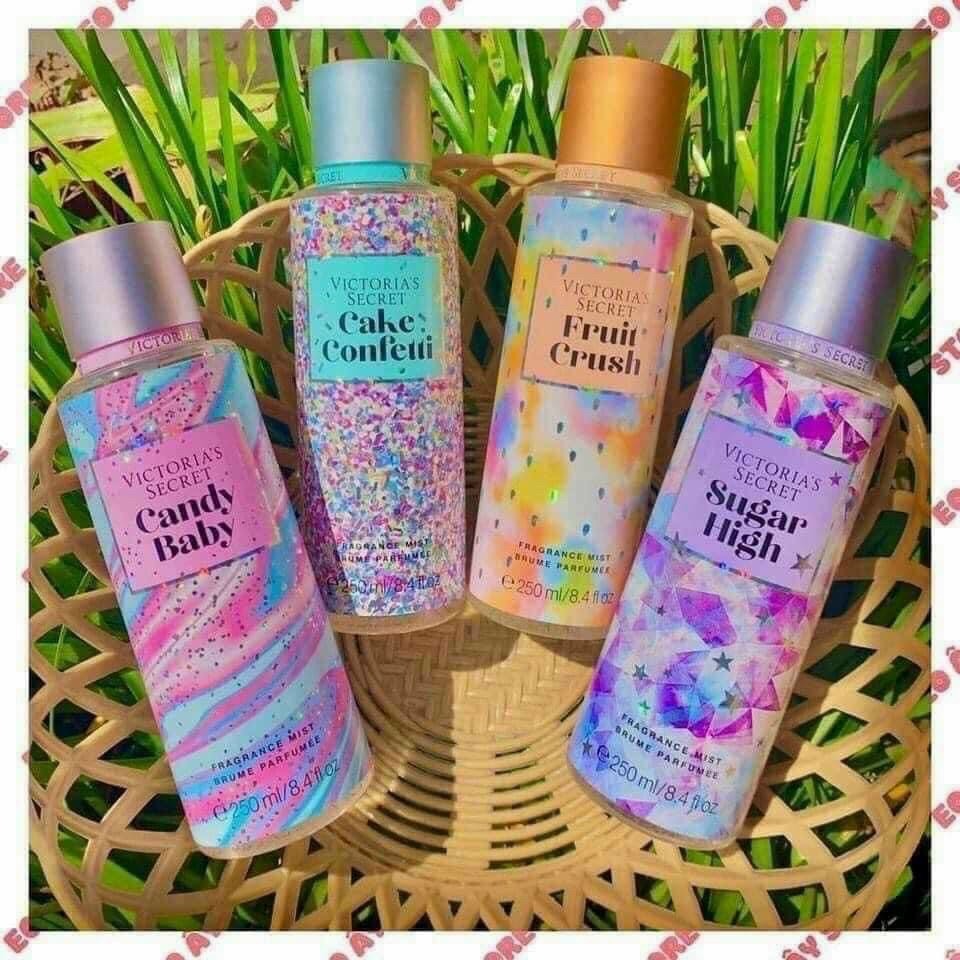Victoria’s Secret Fruit Crush, Cake Confetti, Candy Baby & Sugar High Body Mist Gift Set (4 pcs)